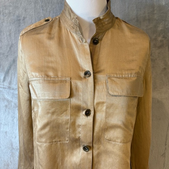 Eddie Bauer Silk Mandarin Collar w/Buttons Sz S Steampunk Whimsigoth Artsy - Picture 2 of 12